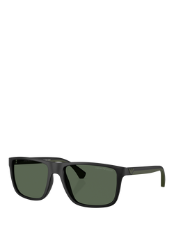 Emporio Armani EA4033 Square Sunglasses, Black/Green, Black/Green