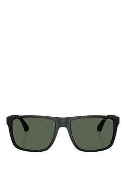 Emporio Armani EA4033 Square Sunglasses, Black/Green - view 2, Black/Green