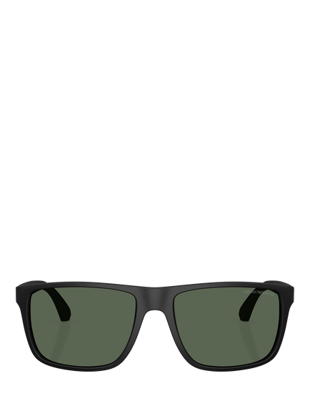 Emporio Armani EA4033 Square Sunglasses, Black/Green - view 2, Black/Green