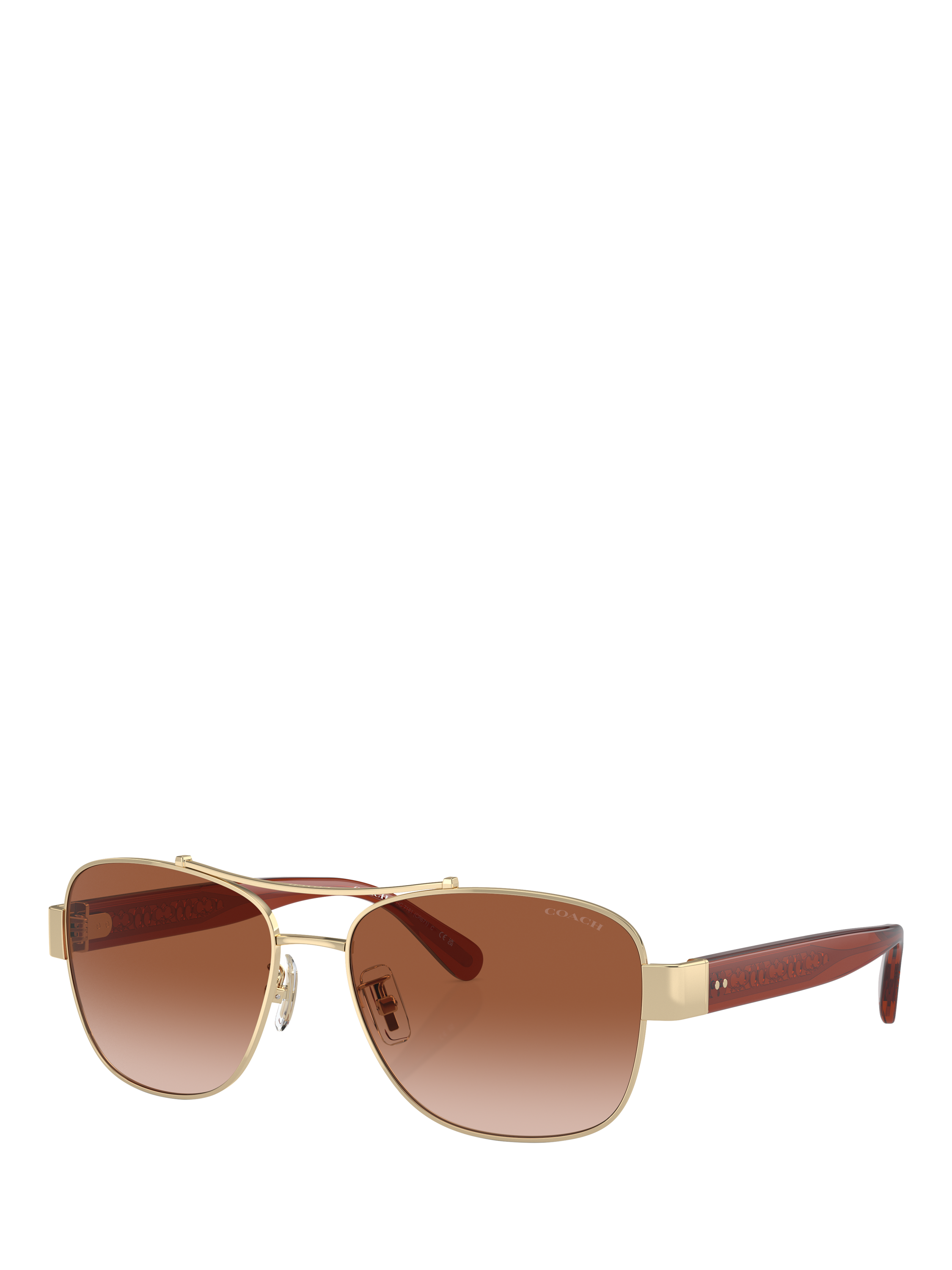 Product image 1 of 5, which shows Coach HC7161 Women's Round Sunglasses, Gold/Brown Gradient