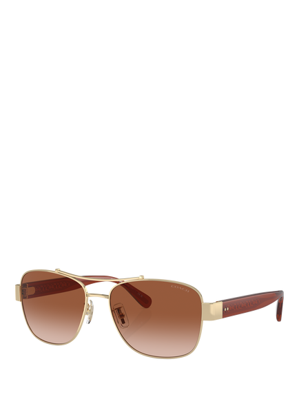 Coach HC7161 Women's Round Sunglasses, Gold/Brown Gradient, Gold/Brown Gradient