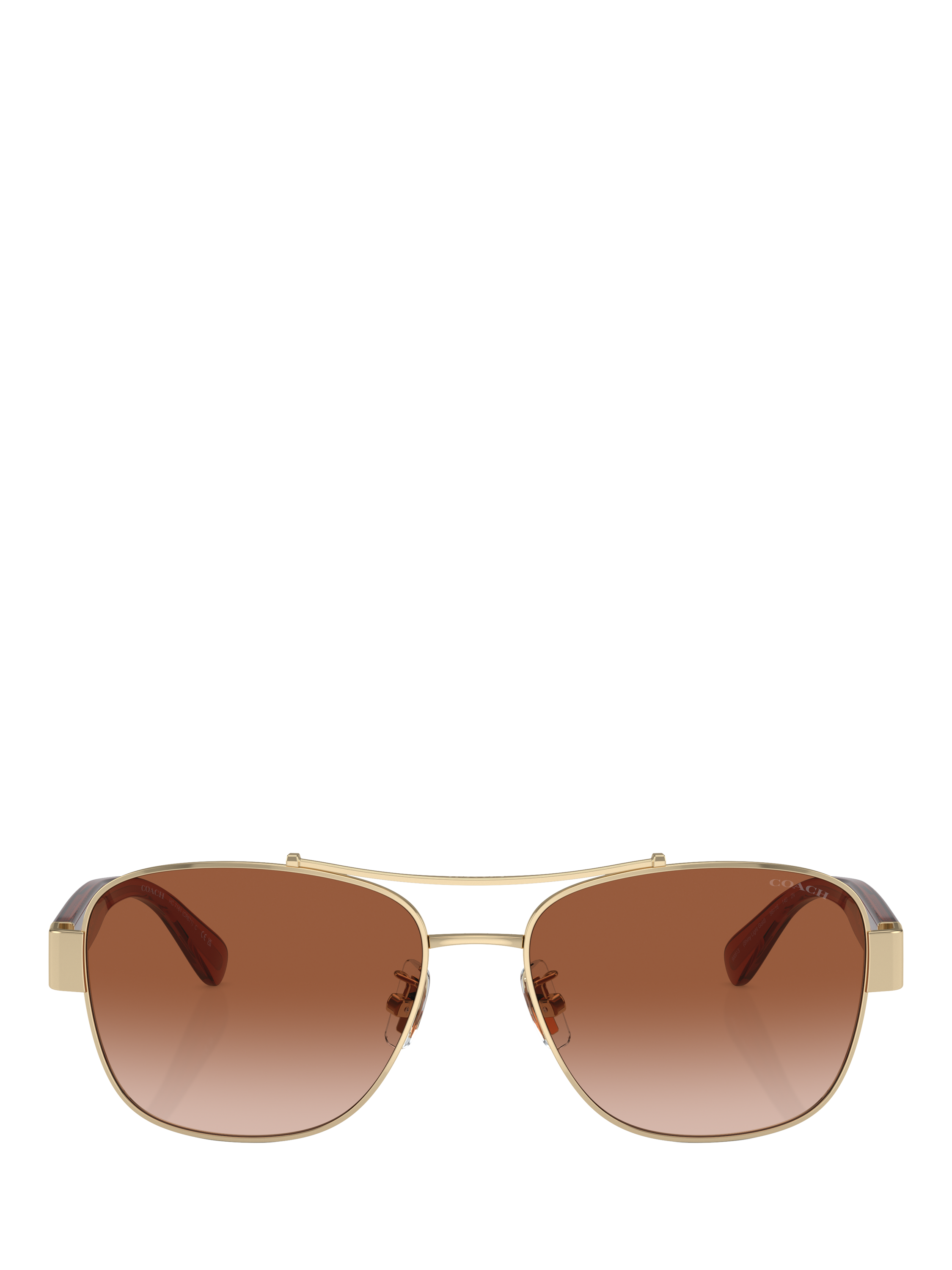 Product image 2 of 5, which shows Coach HC7161 Women's Round Sunglasses, Gold/Brown Gradient
