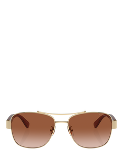 Coach HC7161 Women's Round Sunglasses, Gold/Brown Gradient - view 2, Gold/Brown Gradient