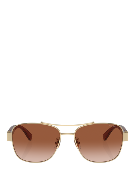 Coach HC7161 Women's Round Sunglasses, Gold/Brown Gradient - view 2, Gold/Brown Gradient
