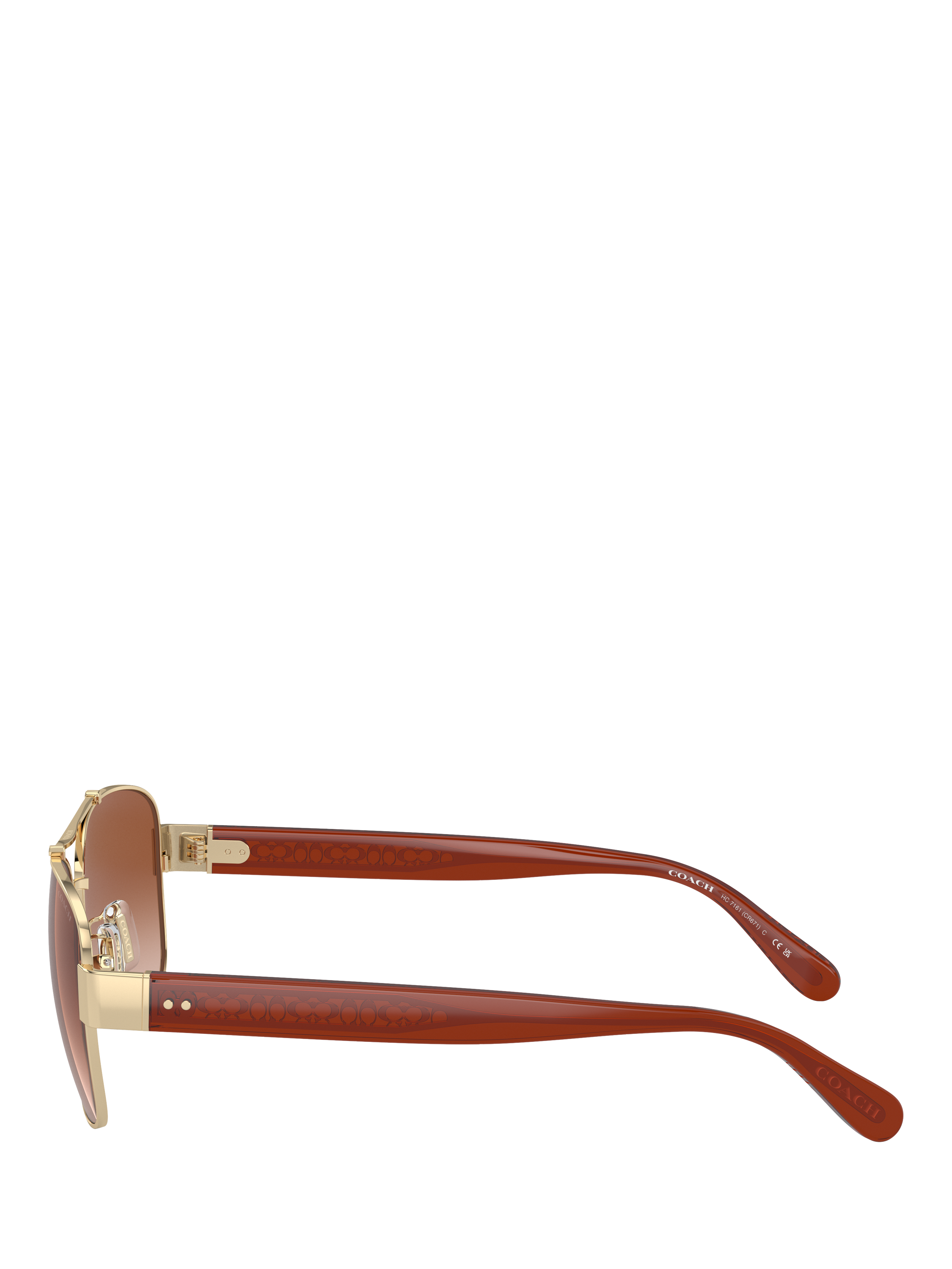 Product image 3 of 5, which shows Coach HC7161 Women's Round Sunglasses, Gold/Brown Gradient