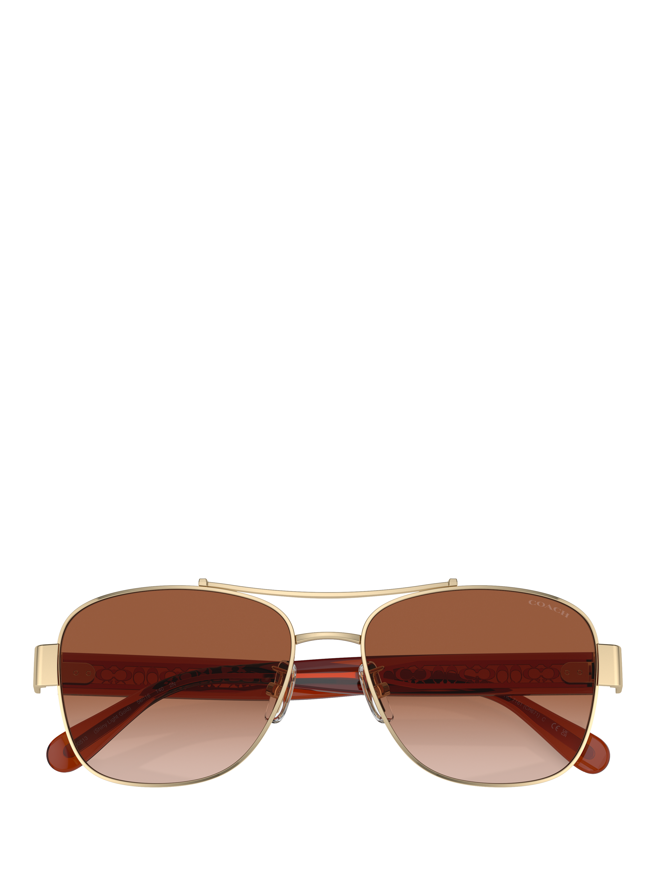 Product image 5 of 5, which shows Coach HC7161 Women's Round Sunglasses, Gold/Brown Gradient