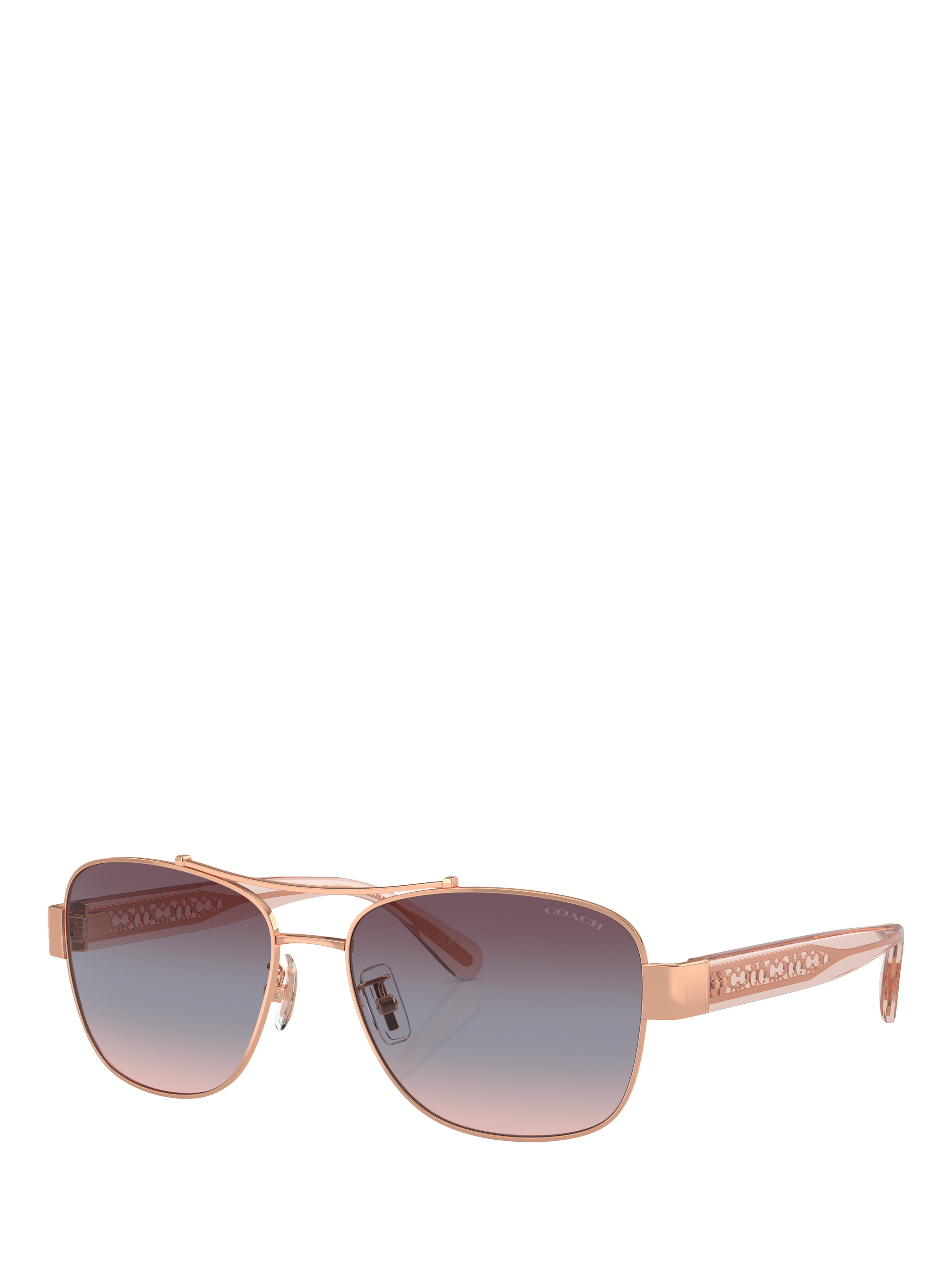 Product image 1 of 5, which shows Coach HC7161 Women's Round Sunglasses, Rose Gold/Blue Gradient