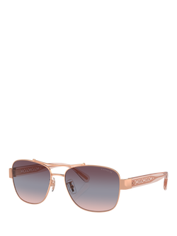 Coach HC7161 Women's Round Sunglasses, Rose Gold/Blue Gradient, Rose Gold/Blue Gradient