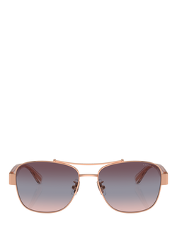 Coach HC7161 Women's Round Sunglasses, Rose Gold/Blue Gradient - view 2, Rose Gold/Blue Gradient