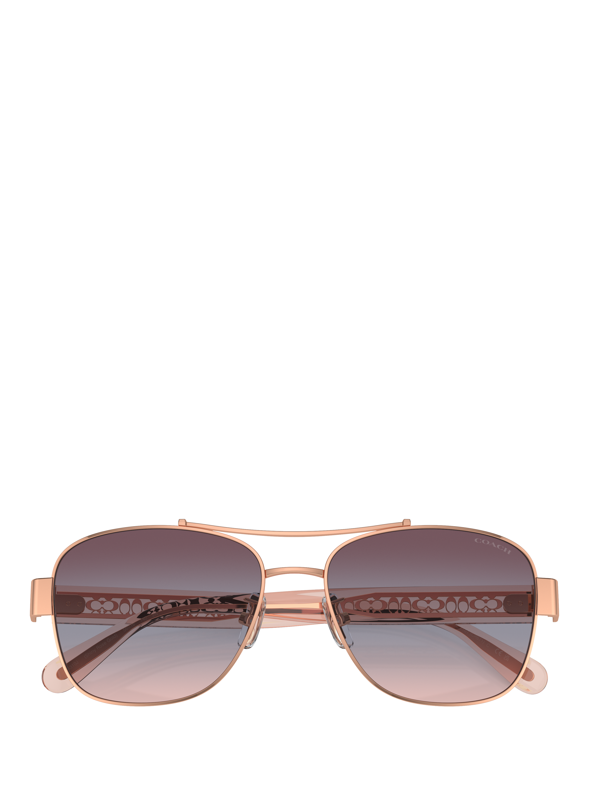Product image 5 of 5, which shows Coach HC7161 Women's Round Sunglasses, Rose Gold/Blue Gradient