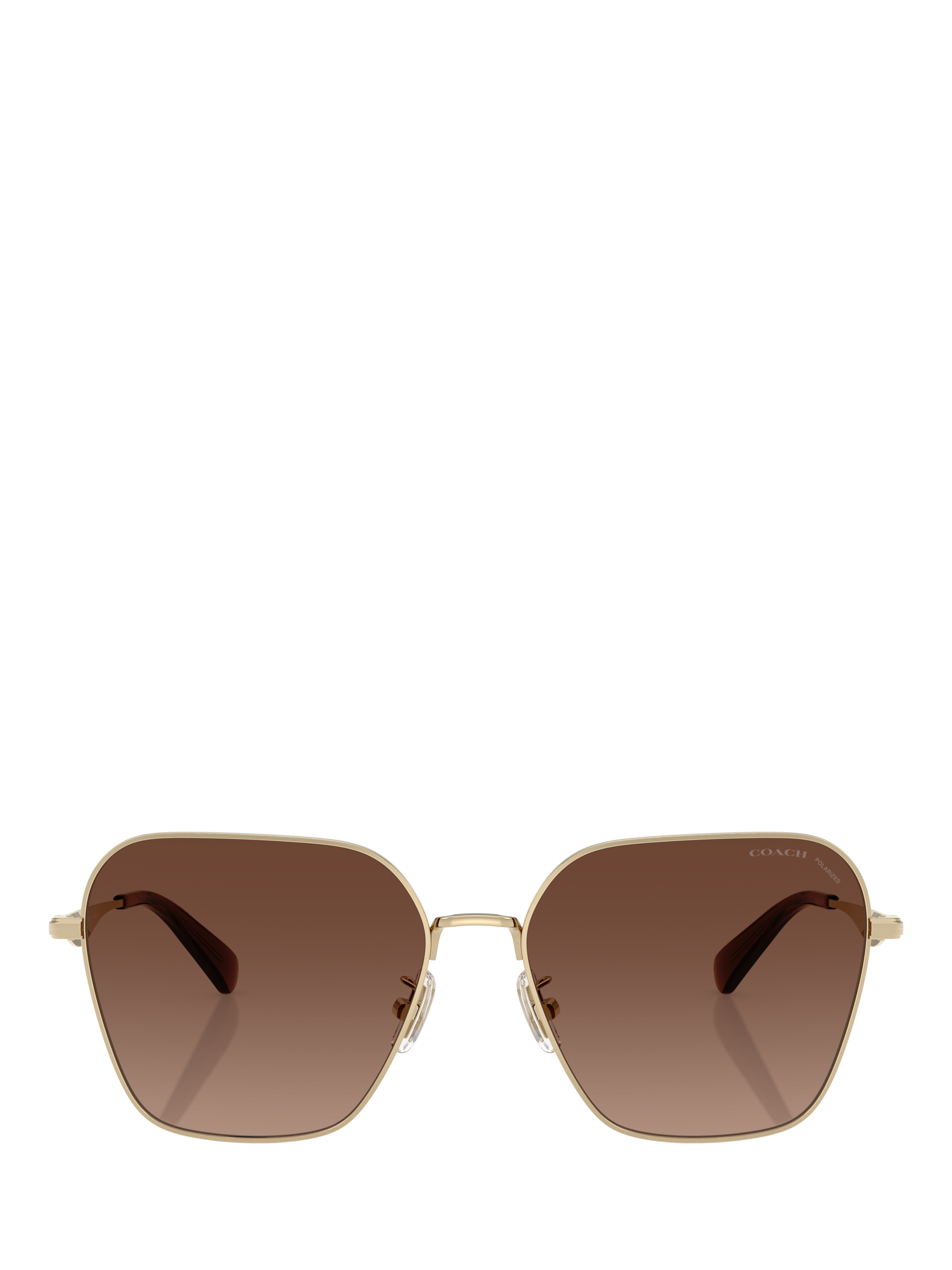 Product image 2 of 5, which shows Coach HC7168 Women's Polarised Square Sunglasses, Gold/Brown Gradient