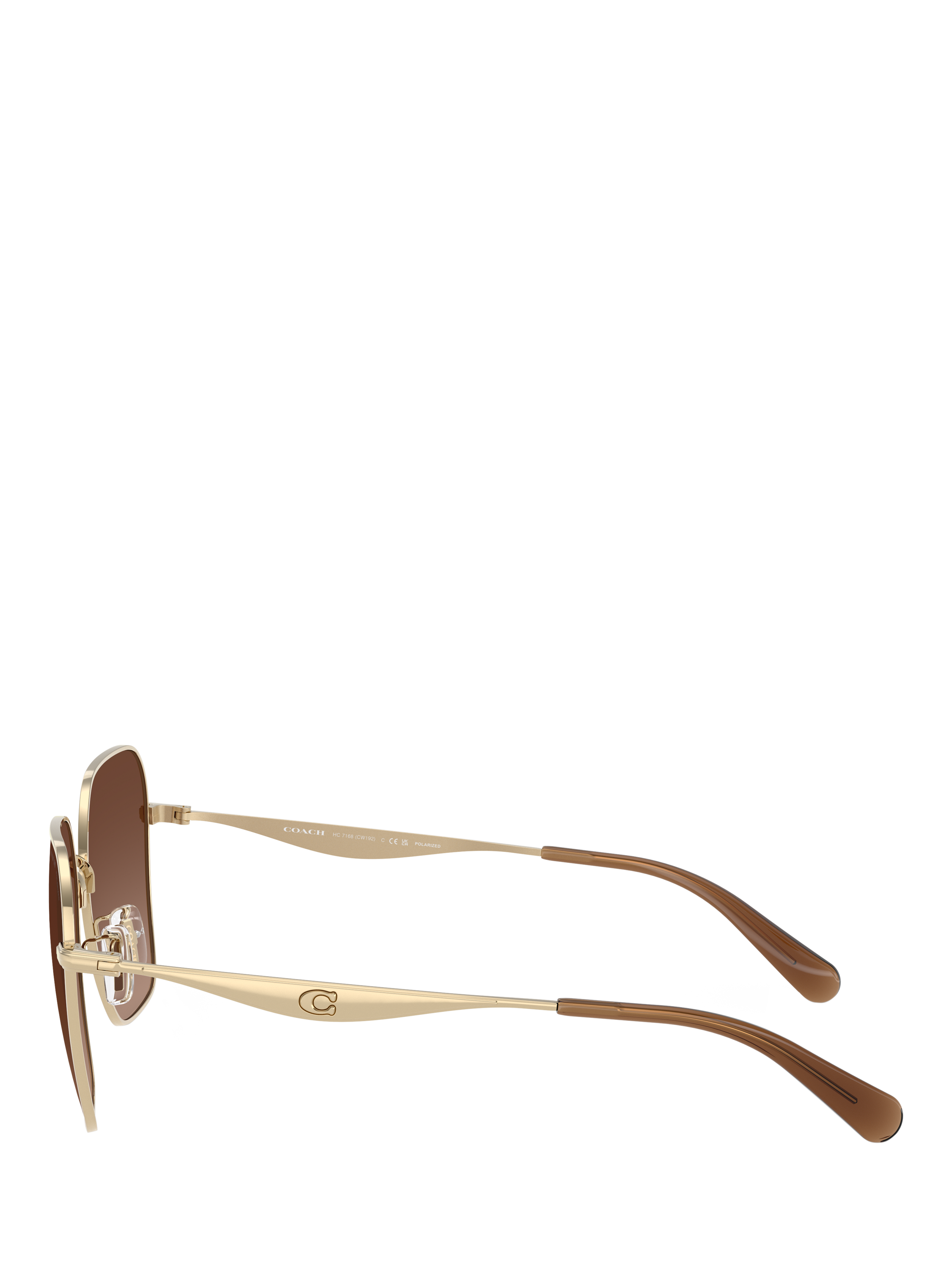 Product image 3 of 5, which shows Coach HC7168 Women's Polarised Square Sunglasses, Gold/Brown Gradient