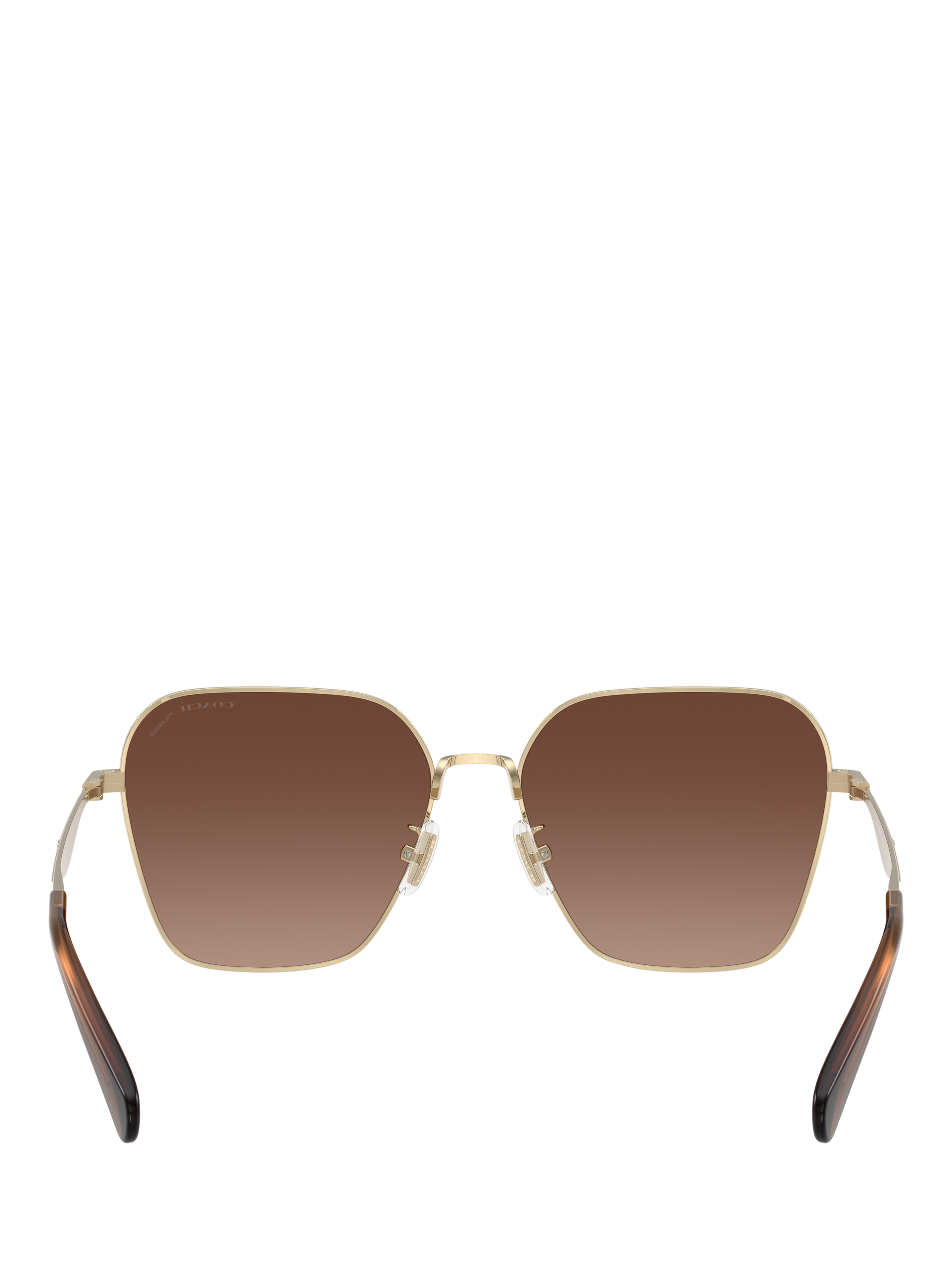 Product image 4 of 5, which shows Coach HC7168 Women's Polarised Square Sunglasses, Gold/Brown Gradient