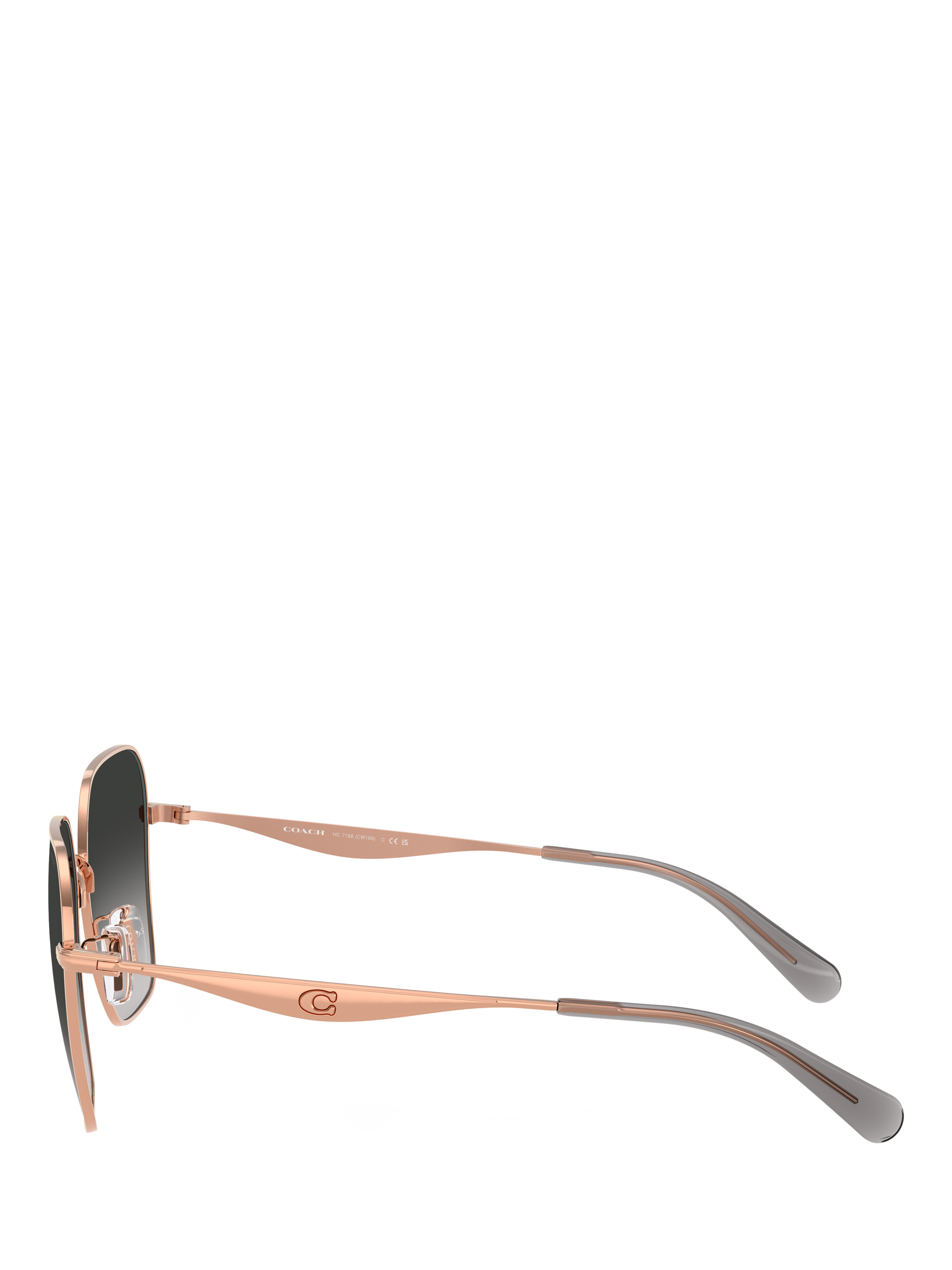 Product image 3 of 5, which shows Coach HC7168 Women's Irregular Sunglasses, Rose Gold/Black Gradient