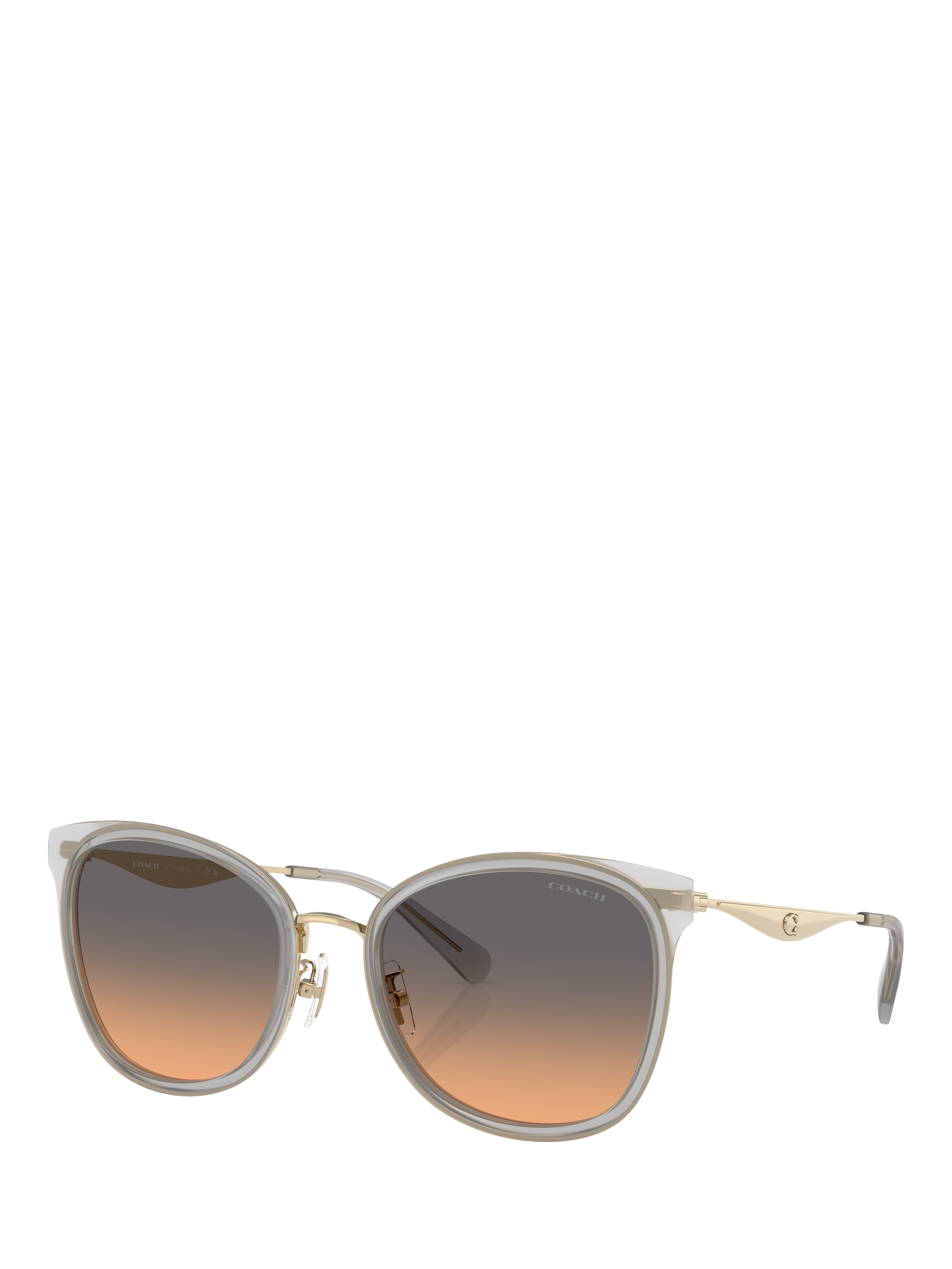 Product image 1 of 5, which shows Coach HC7170 Women's Oval Sunglasses, Gold/Orange Gradient