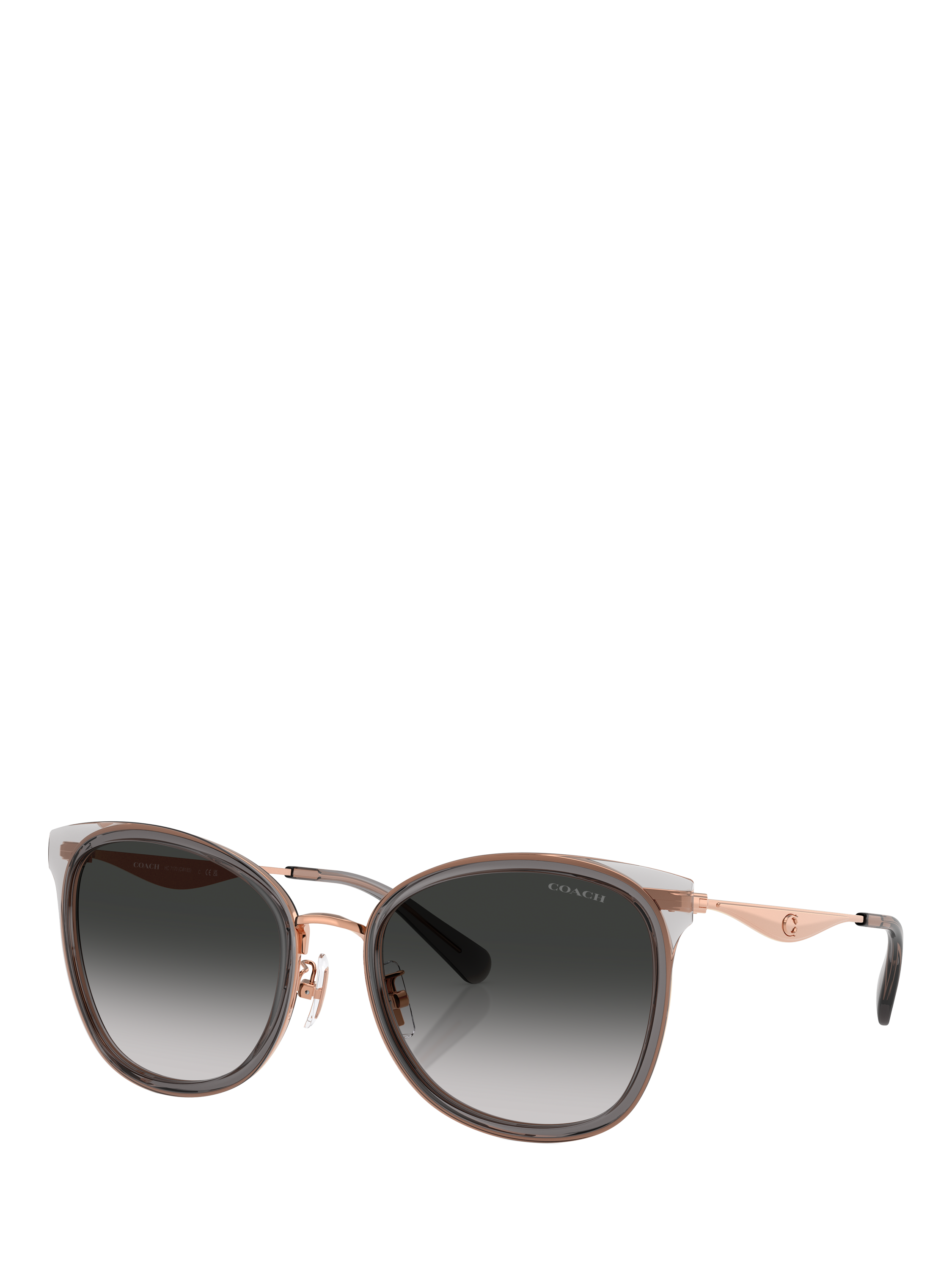 Product image 1 of 5, which shows Coach HC7170 Women's Square Sunglasses, Rose Gold/Grey Gradient