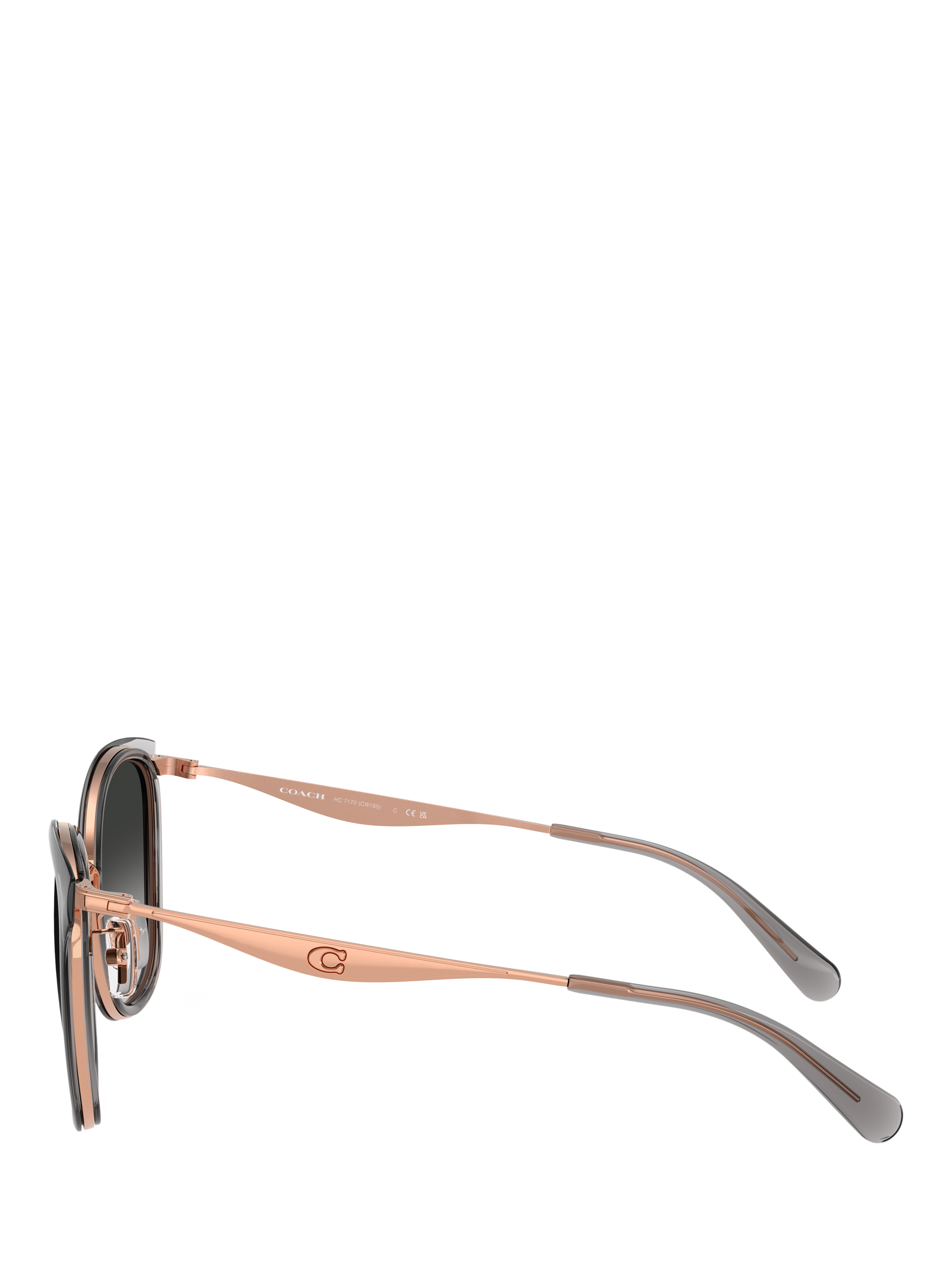 Product image 3 of 5, which shows Coach HC7170 Women's Square Sunglasses, Rose Gold/Grey Gradient