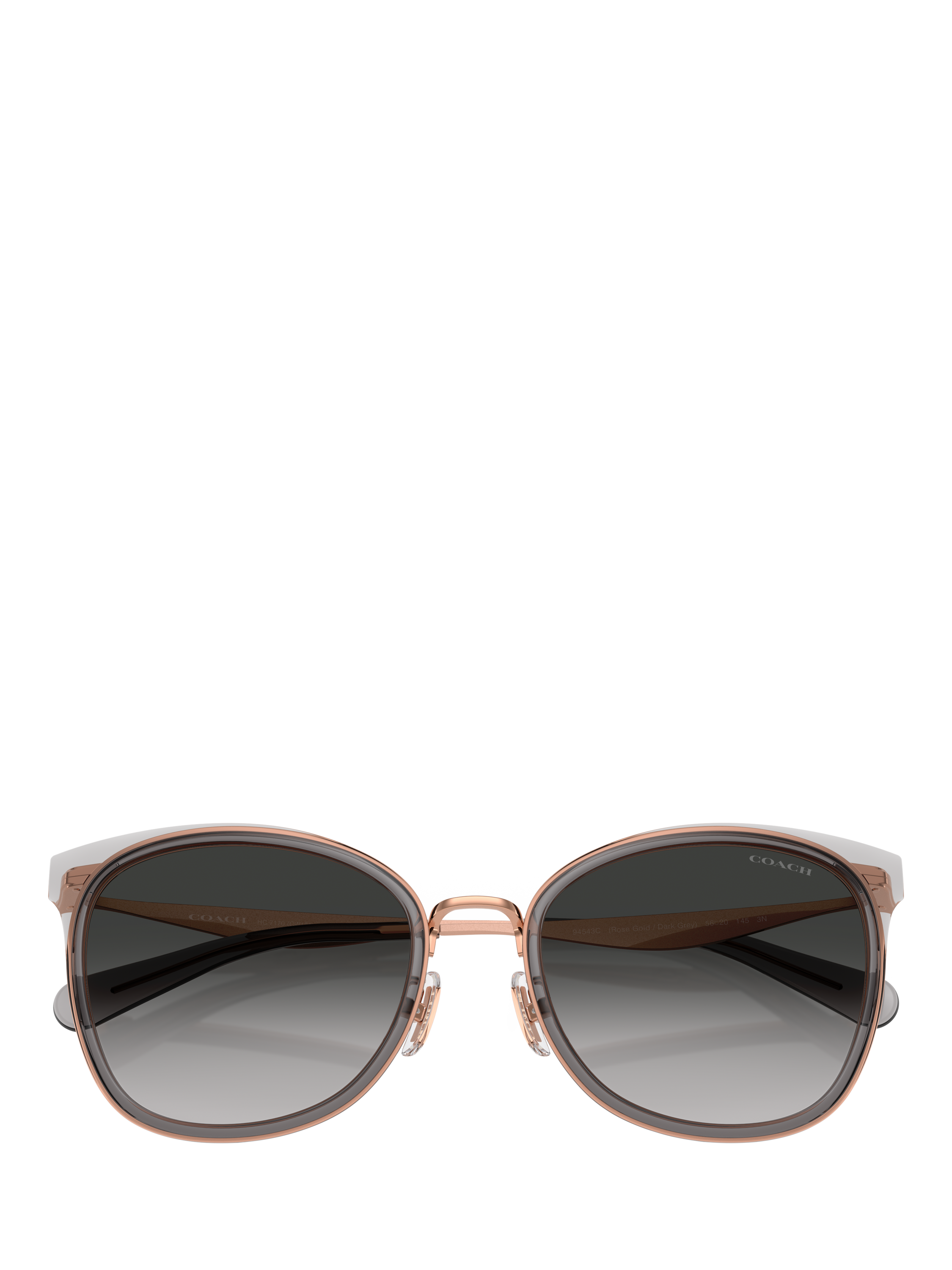 Product image 5 of 5, which shows Coach HC7170 Women's Square Sunglasses, Rose Gold/Grey Gradient