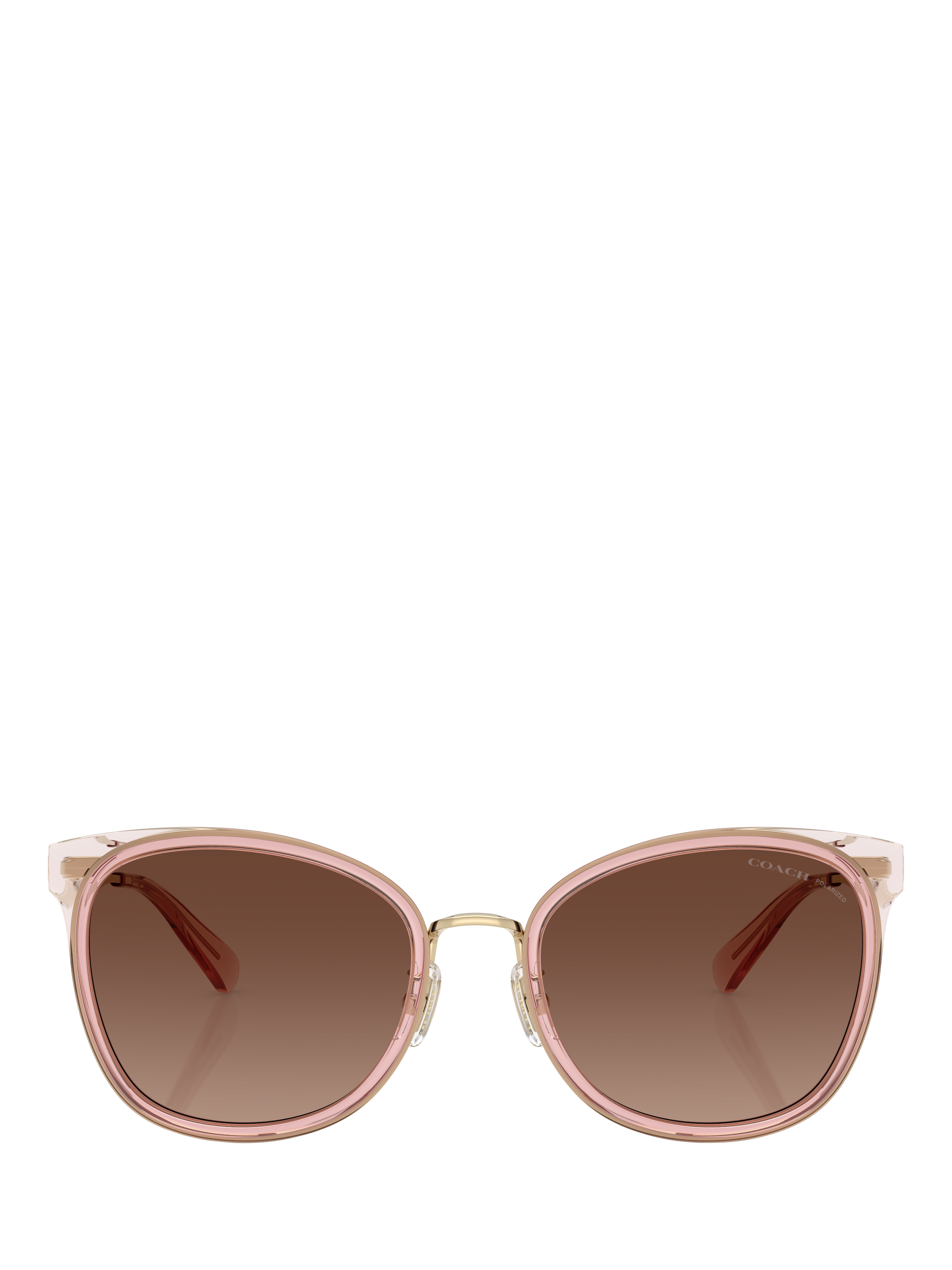 Product image 2 of 5, which shows Coach HC7170 Women's Polarised Oval Sunglasses, Pink/Brown Gradient