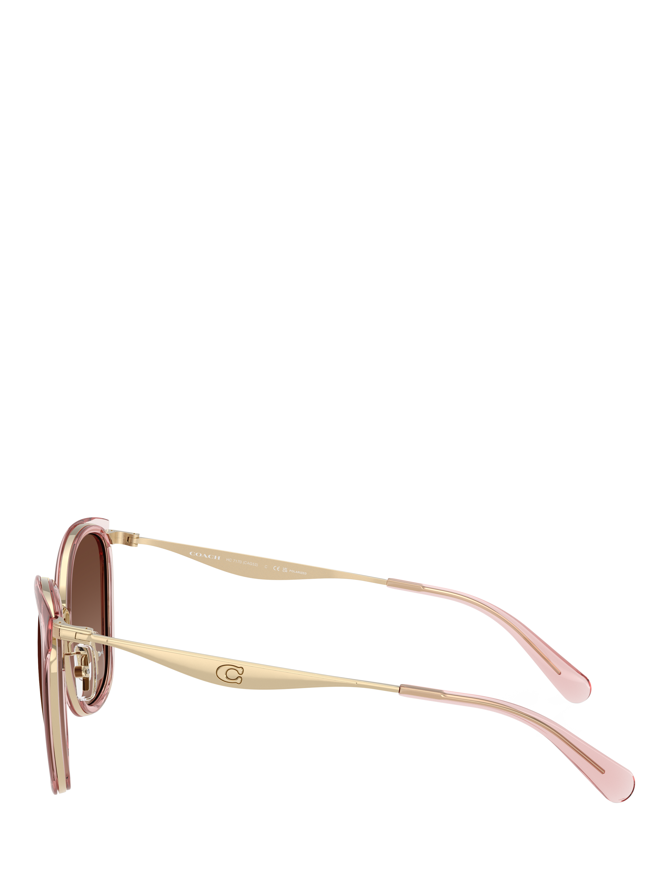 Product image 3 of 5, which shows Coach HC7170 Women's Polarised Oval Sunglasses, Pink/Brown Gradient
