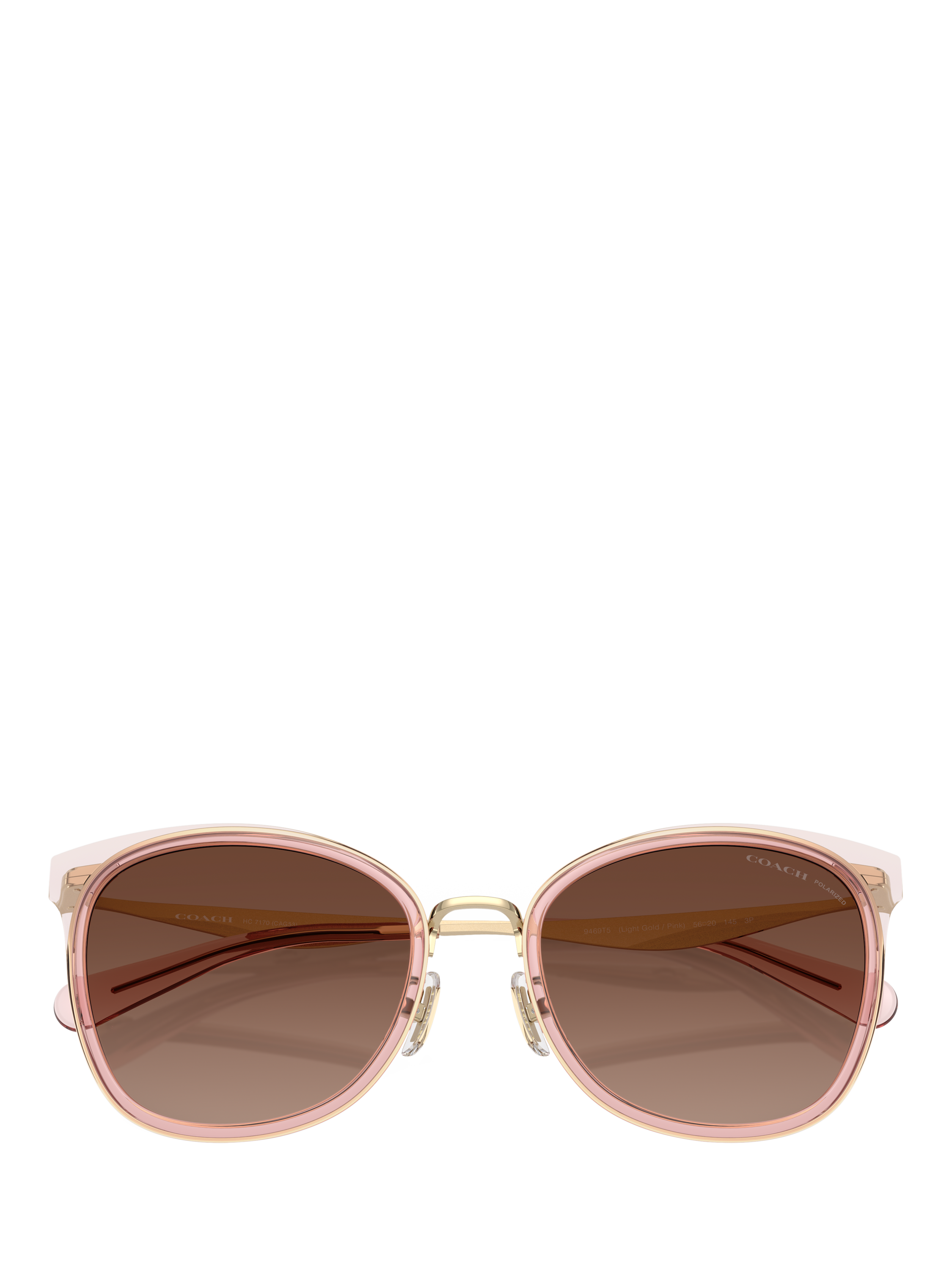 Product image 5 of 5, which shows Coach HC7170 Women's Polarised Oval Sunglasses, Pink/Brown Gradient