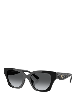 Coach HC8418 Women's Polarised Butterfly Sunglasses, Black/Grey Gradient, Black/Grey Gradient