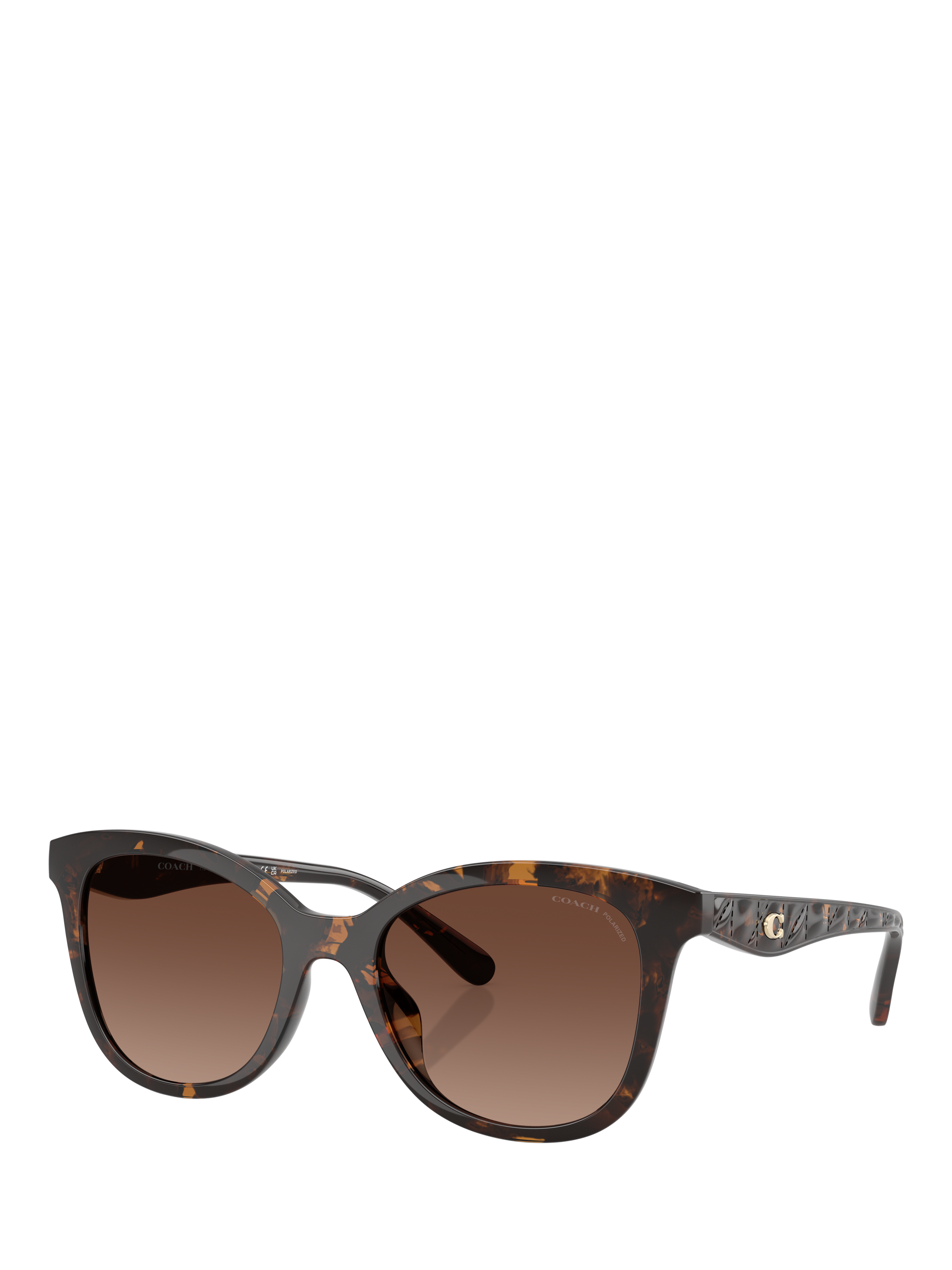 Product image 1 of 5, which shows Coach HC8419 Women's Polarised D-Frame Sunglasses, Havana/Brown Gradient