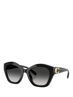 Coach HC8421 Women's Irregular Sunglasses, Black/Grey Gradient, Black/Grey Gradient