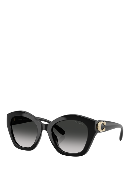 Coach HC8421 Women's Irregular Sunglasses, Black/Grey Gradient, Black/Grey Gradient