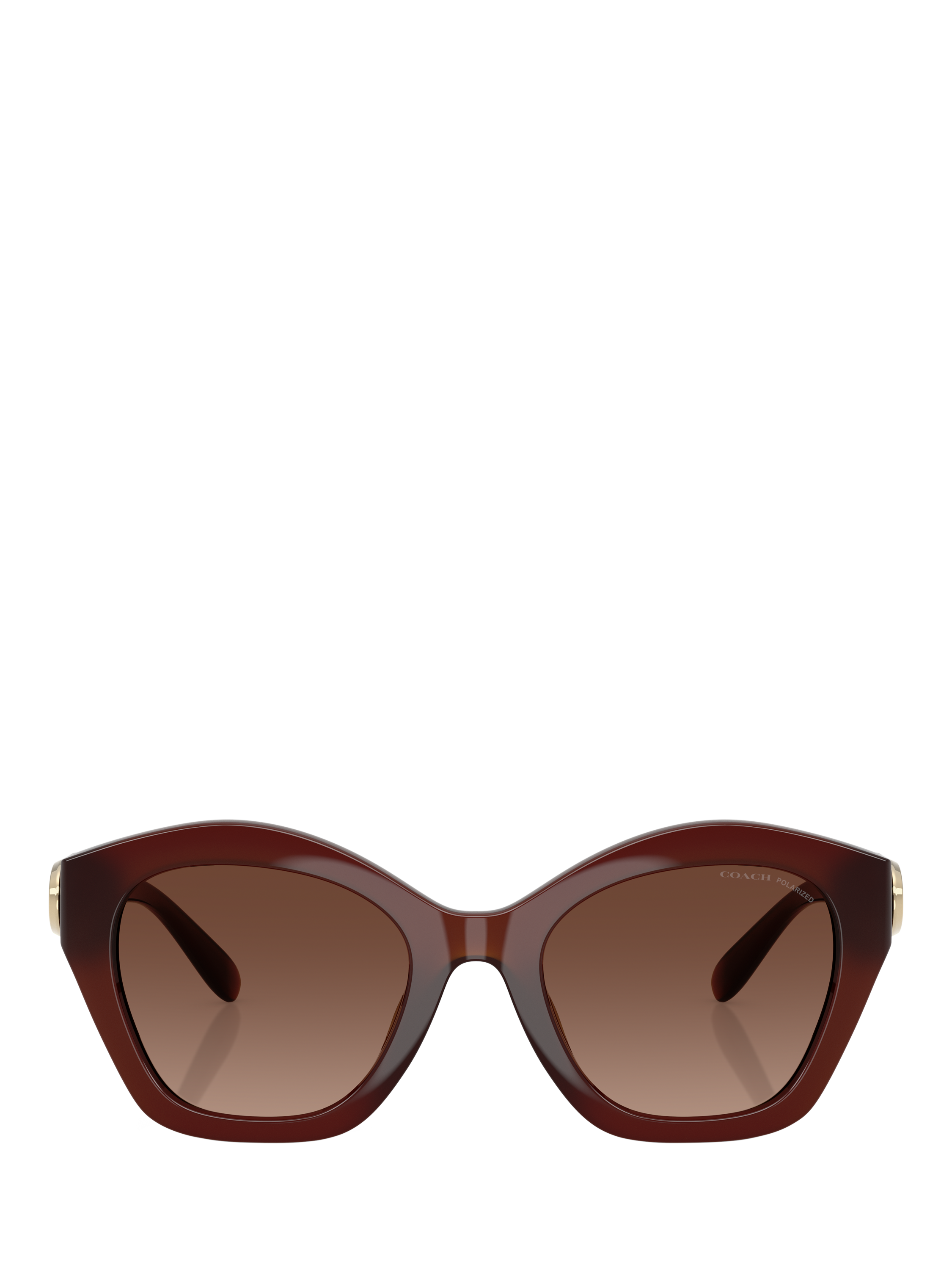Product image 2 of 5, which shows Coach HC8421 Women's Polarised Irregular Sunglasses, Brown/Brown Gradient
