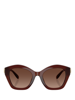 Coach HC8421 Women's Polarised Irregular Sunglasses, Brown/Brown Gradient - view 2, Brown/Brown Gradient