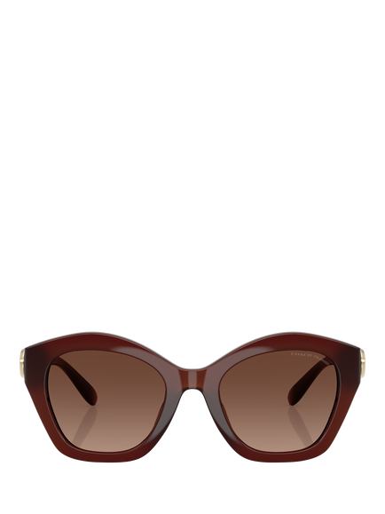 Coach HC8421 Women's Polarised Irregular Sunglasses, Brown/Brown Gradient - view 2, Brown/Brown Gradient