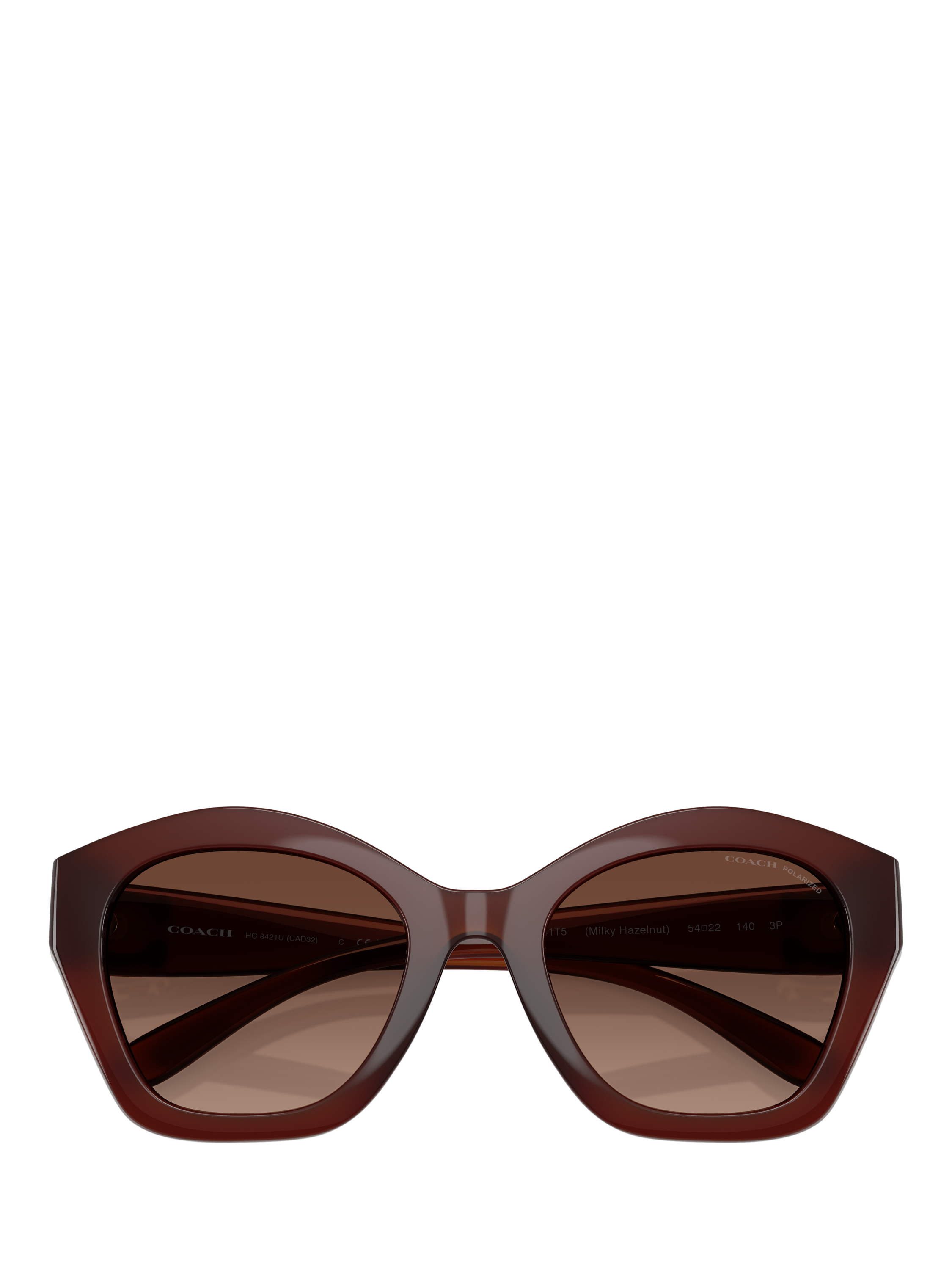 Product image 5 of 5, which shows Coach HC8421 Women's Polarised Irregular Sunglasses, Brown/Brown Gradient