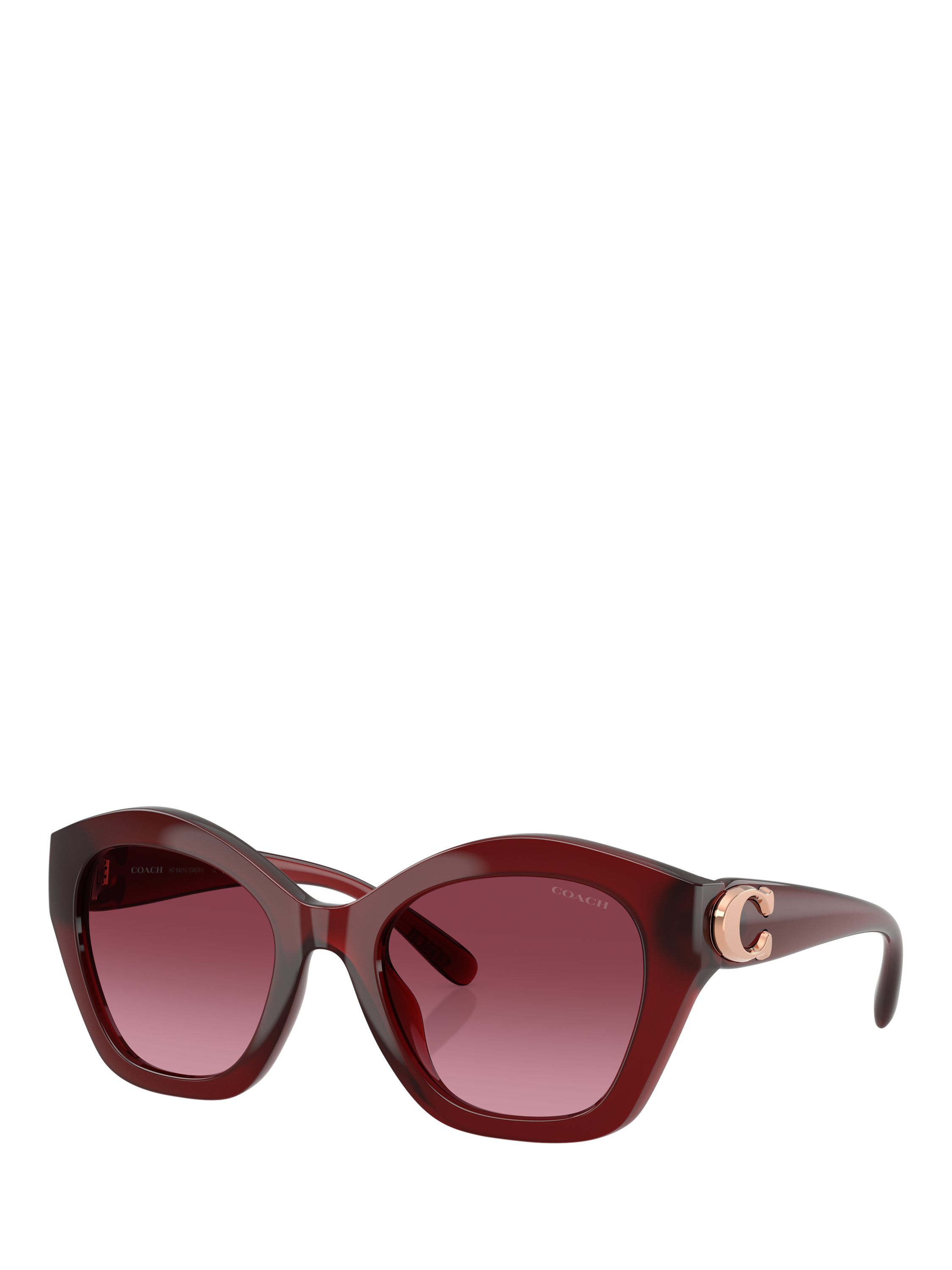 Product image 1 of 5, which shows Coach HC8421 Women's Irregular Sunglasses, Dark Red/Red Gradient
