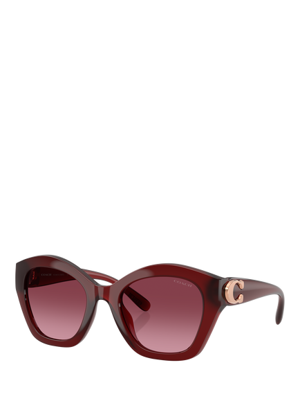 Coach HC8421 Women's Irregular Sunglasses, Dark Red/Red Gradient, Dark Red/Red Gradient