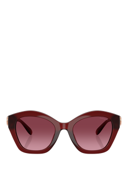 Coach HC8421 Women's Irregular Sunglasses, Dark Red/Red Gradient - view 2, Dark Red/Red Gradient
