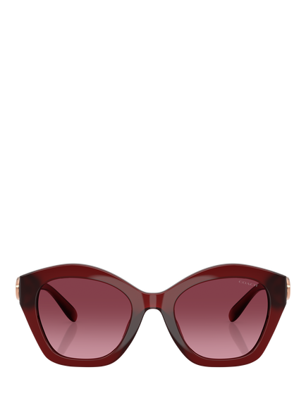 Coach HC8421 Women's Irregular Sunglasses, Dark Red/Red Gradient - view 2, Dark Red/Red Gradient