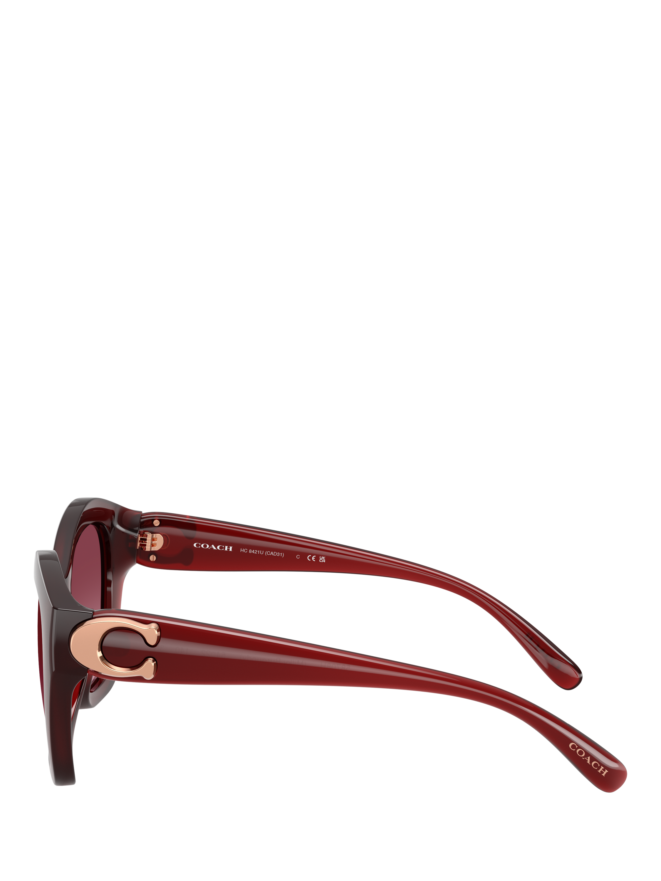 Product image 3 of 5, which shows Coach HC8421 Women's Irregular Sunglasses, Dark Red/Red Gradient