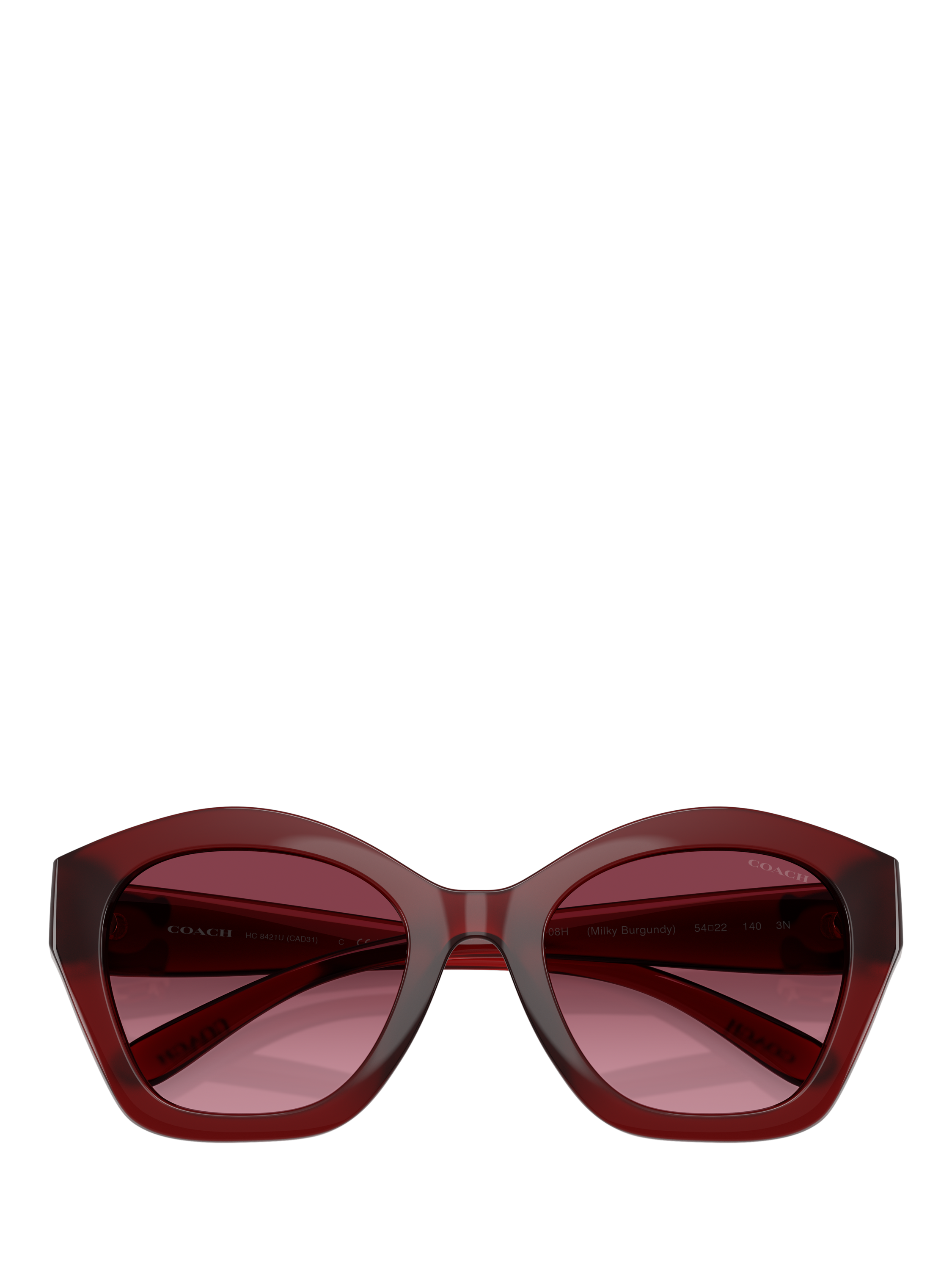 Product image 5 of 5, which shows Coach HC8421 Women's Irregular Sunglasses, Dark Red/Red Gradient