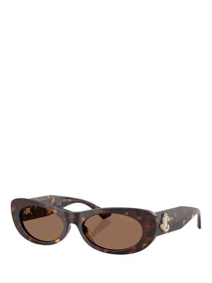 Jimmy Choo JC5038 Oval Sunglasses, Havana/Brown, Havana/Brown