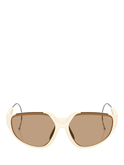 Moncler ME8008 Irregular Sunglasses, White/Brown - view 2, White/Brown