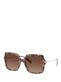 Michael Kors MK2247U Women's Polarised Square Sunglasses, Pink Havana/Brown Gradient, Pink Havana/Brown Gradient