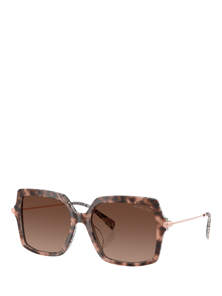 Michael Kors MK2247U Women's Polarised Square Sunglasses, Pink Havana/Brown Gradient, Pink Havana/Brown Gradient