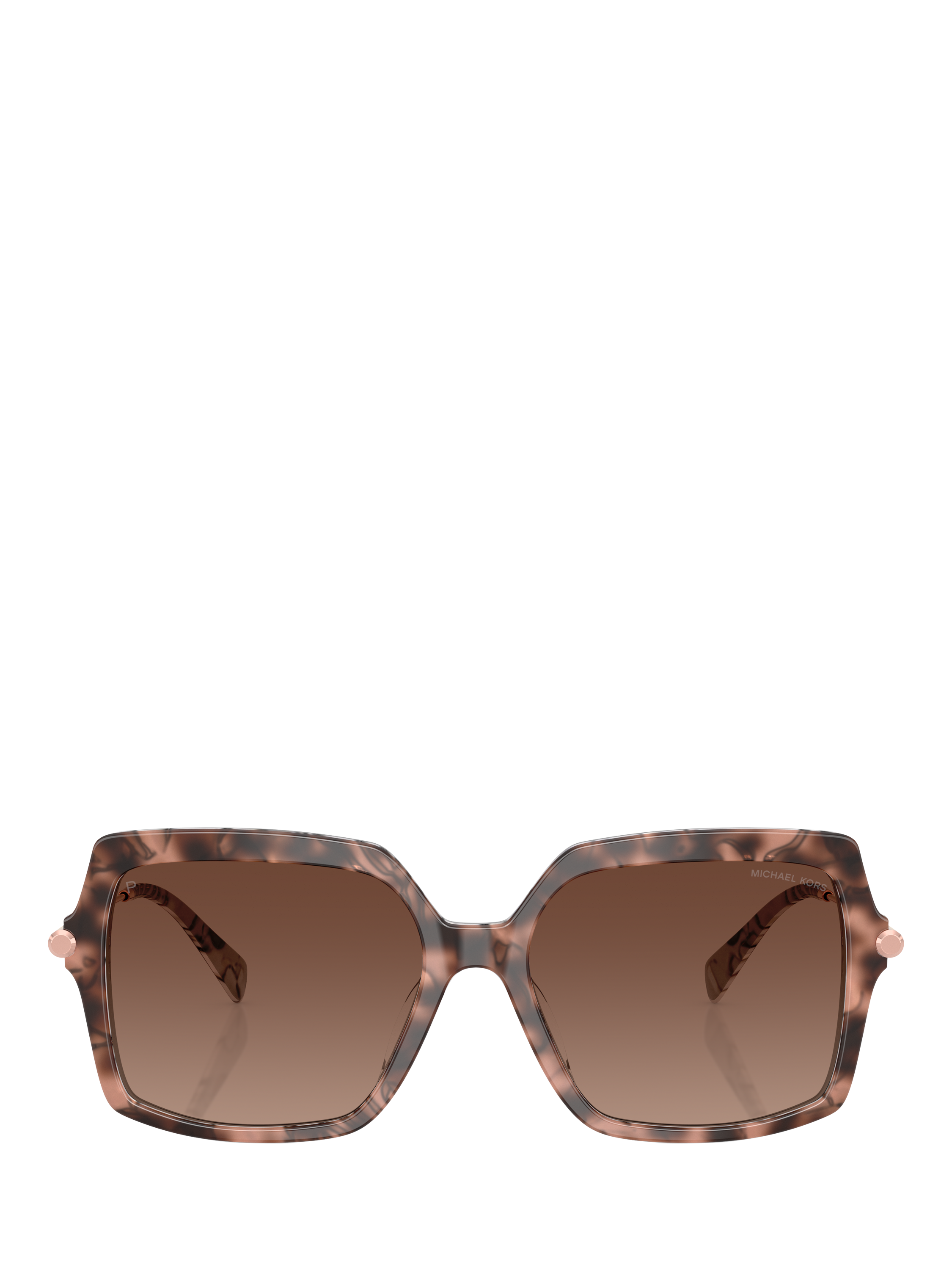 Product image 2 of 5, which shows Michael Kors MK2247U Women's Polarised Square Sunglasses, Pink Havana/Brown Gradient