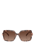 Michael Kors MK2247U Women's Polarised Square Sunglasses, Pink Havana/Brown Gradient