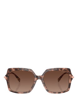 Michael Kors MK2247U Women's Polarised Square Sunglasses, Pink Havana/Brown Gradient - view 2, Pink Havana/Brown Gradient