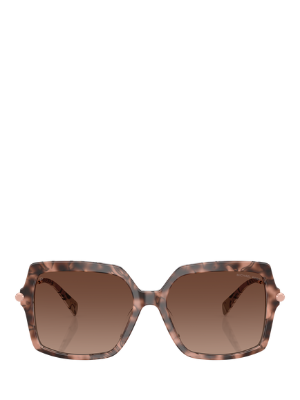 Michael Kors MK2247U Women's Polarised Square Sunglasses, Pink Havana/Brown Gradient - view 2, Pink Havana/Brown Gradient