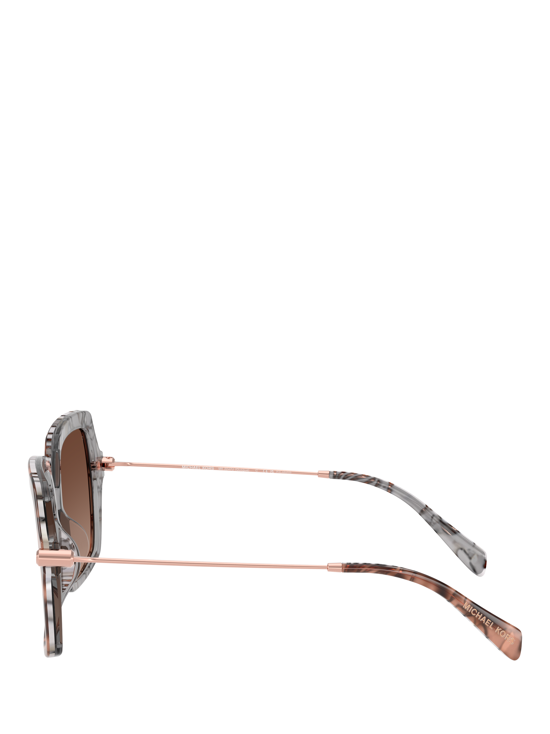Product image 3 of 5, which shows Michael Kors MK2247U Women's Polarised Square Sunglasses, Pink Havana/Brown Gradient