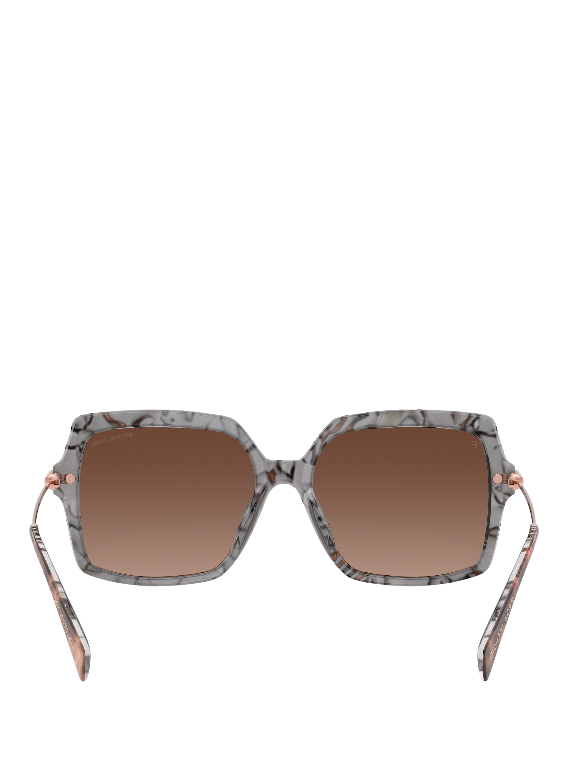 Product image 4 of 5, which shows Michael Kors MK2247U Women's Polarised Square Sunglasses, Pink Havana/Brown Gradient