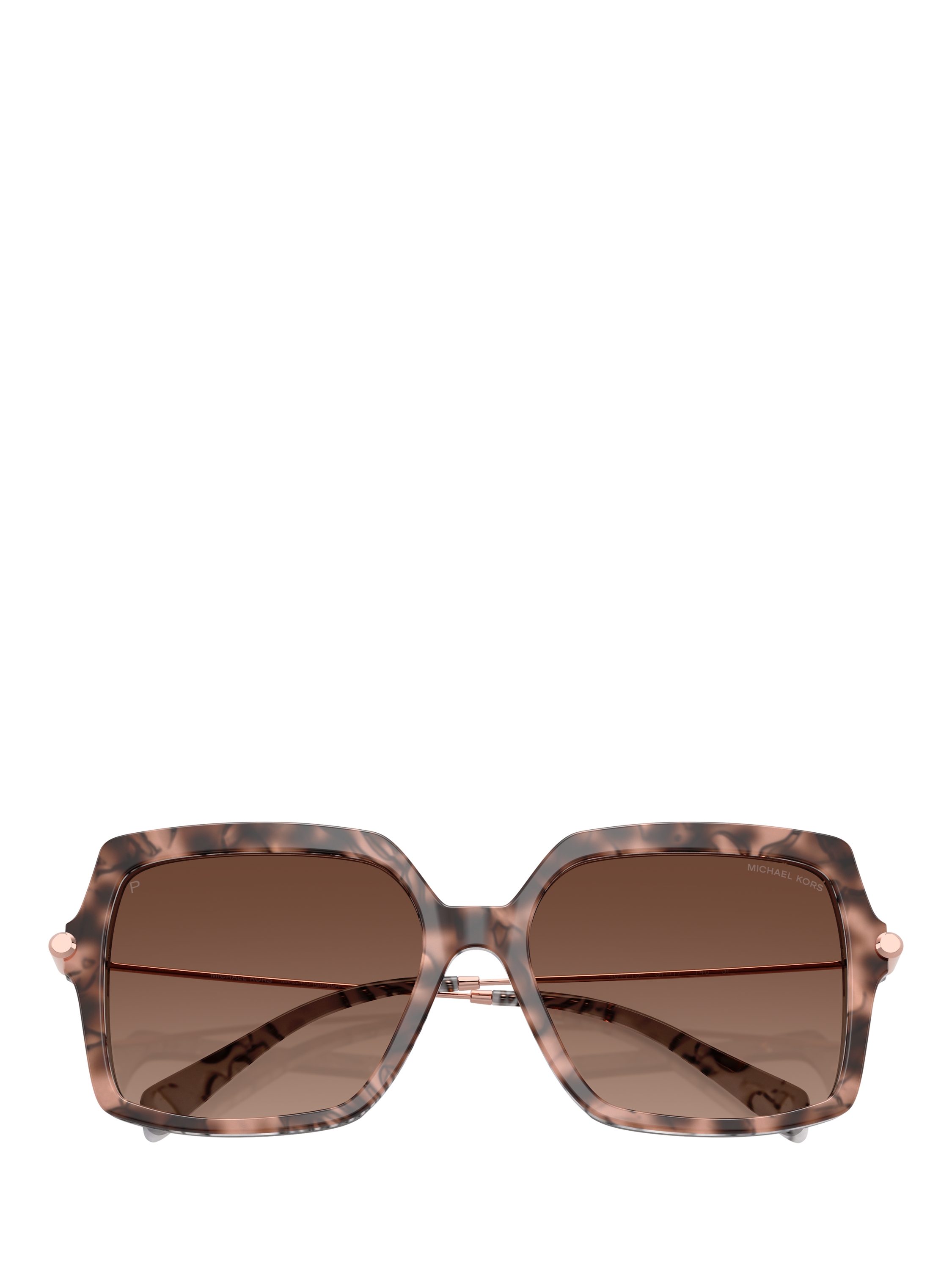 Product image 5 of 5, which shows Michael Kors MK2247U Women's Polarised Square Sunglasses, Pink Havana/Brown Gradient